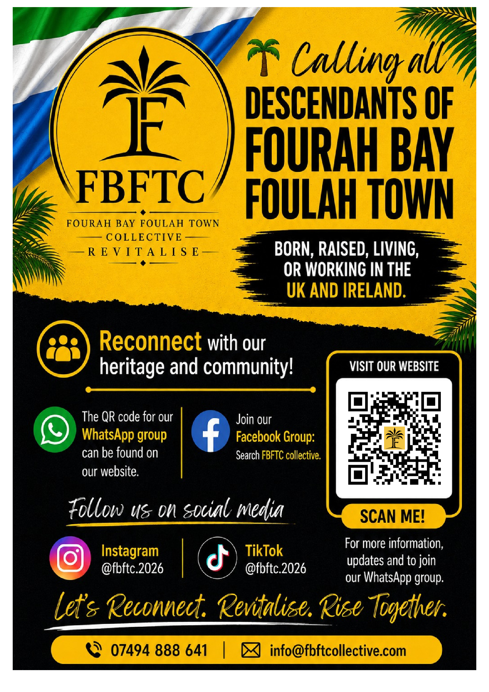 FBFTC flyer: Calling all descendants of Fourah Bay Foulah Town in the UK and Ireland